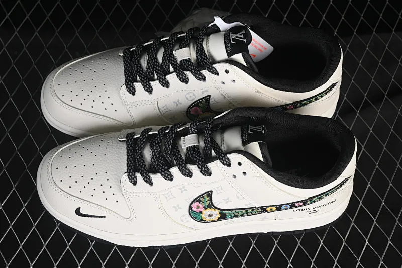 All categories Nk SB Dunk Series Nk SB Dunk Low High-end customized low-top sneakers Nike SB Dunk Low Hand-embroidered off-white black LV print High-end customized low-top casual sneakers DS6608-017